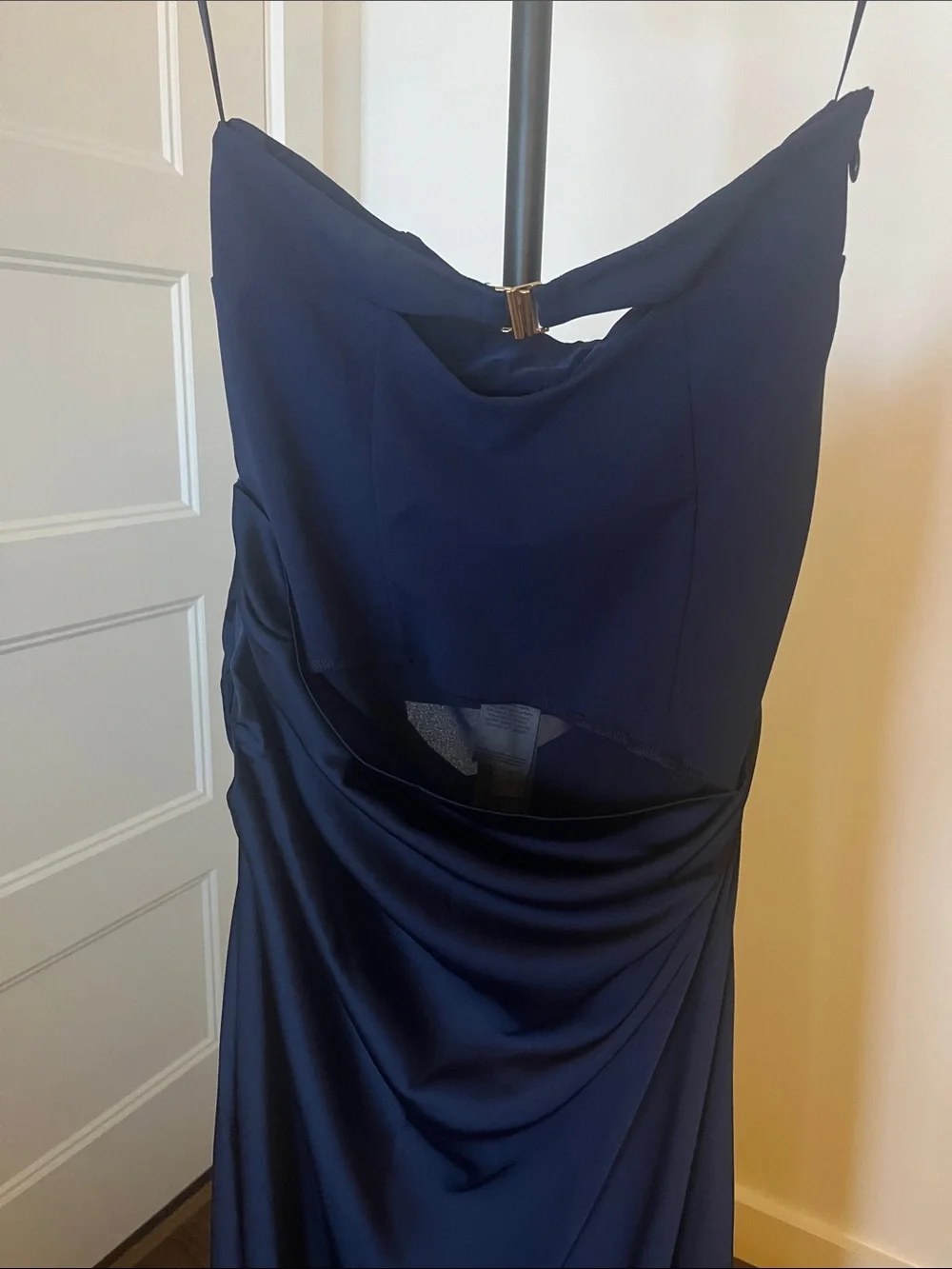 Abercrombie & Fitch Strapless Navy Blue Side-Slit Gown